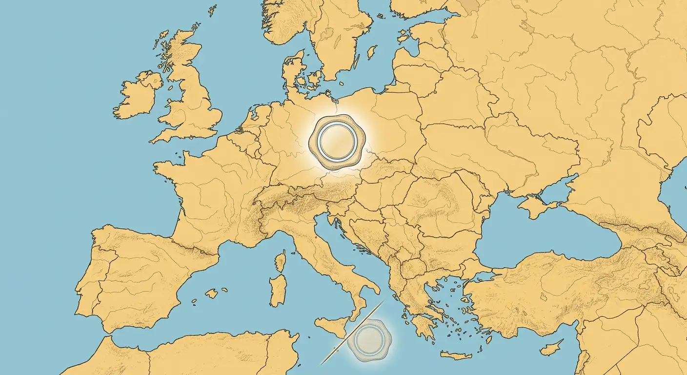 Karte mit symbolischer Trennlinie zwischen einer EU-Auslandskonzession und einer österreichischen § 12a-Konzession