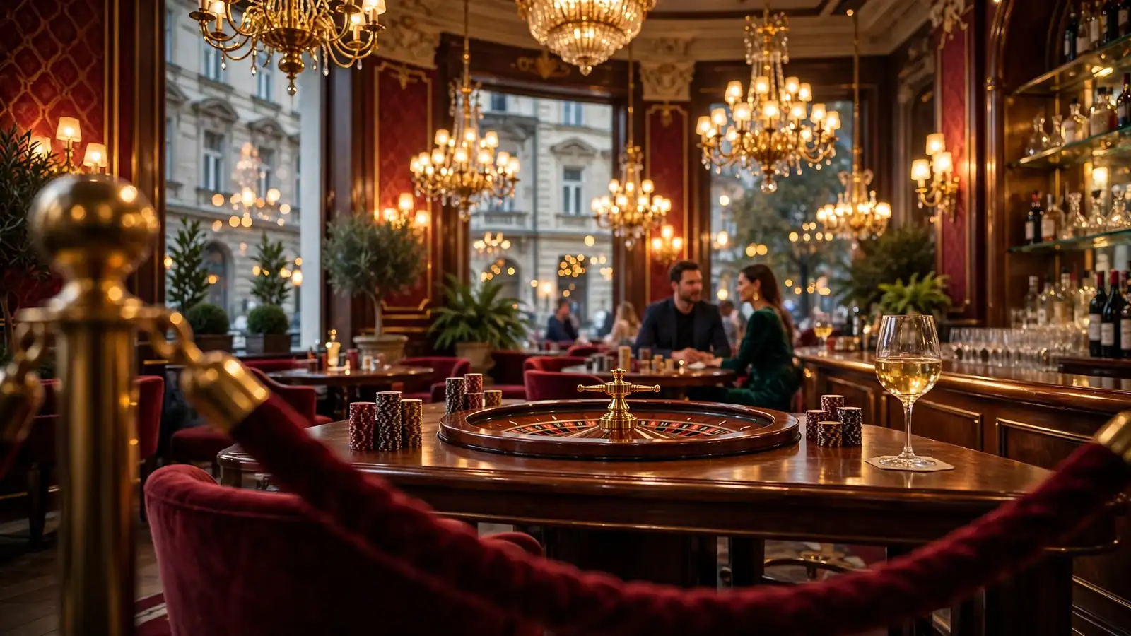 Luxuriöses Casino-Lounge in Wien mit Roulette und Chips